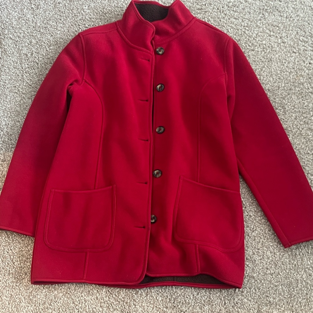 Red Button-Front Wool Jacket - Picture 1 of 5